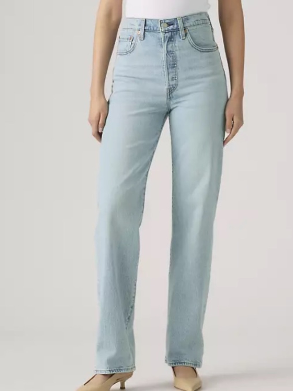 New Ribcage button Fly Light Wash Straight Leg Women's Jeans